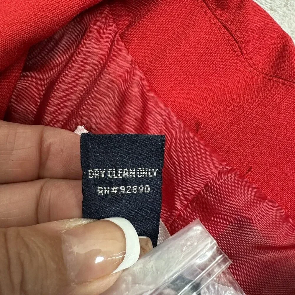 Boston Proper Andrea Behar Women's Royal Crest Blazer Jacket Size 6 Red NWOT